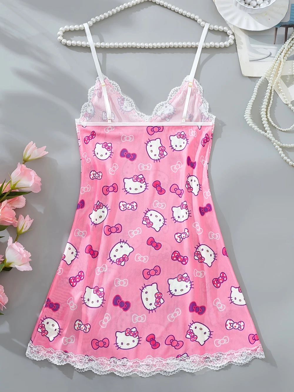 Rosa Hello Kitty Spetsunderklänning