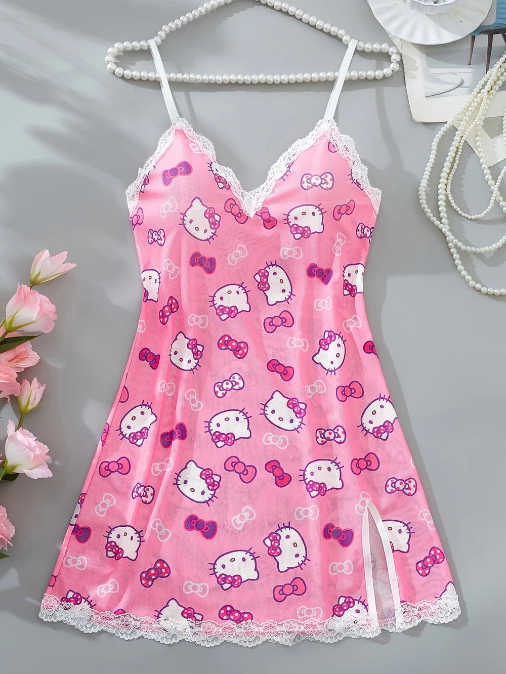 Rosa Hello Kitty Spetsunderklänning