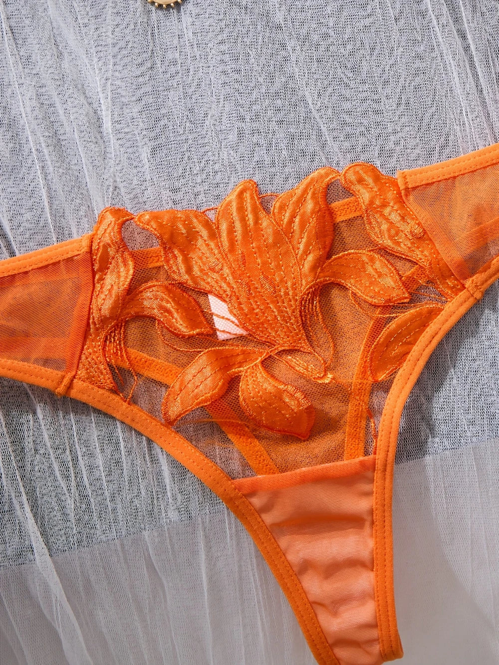 Orange Lily Broderat Sexigt Underklädesset
