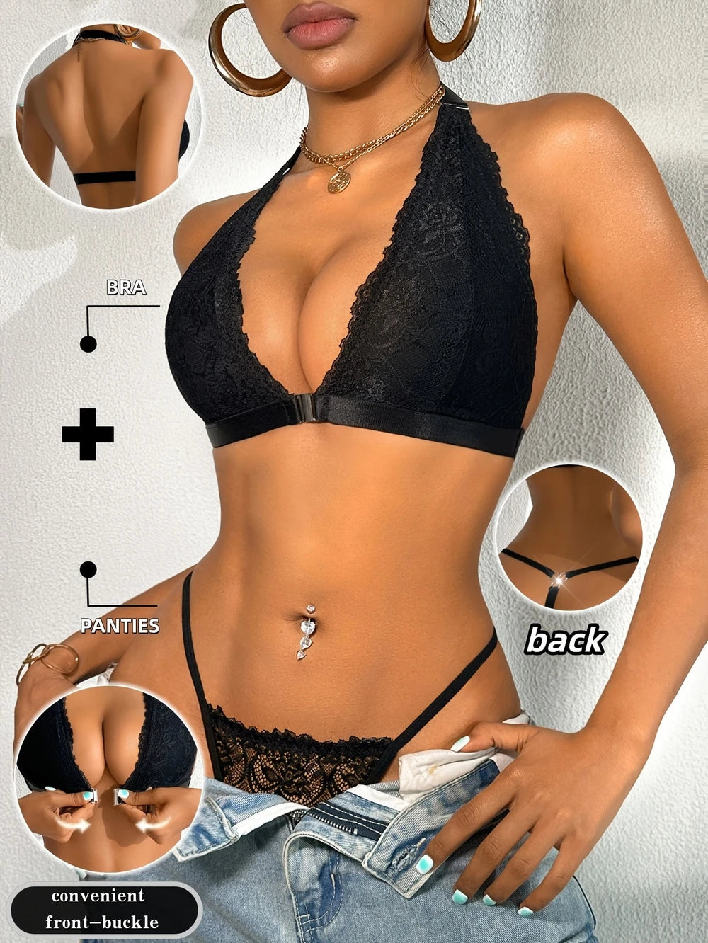 Spetsunderkläder med framspänne